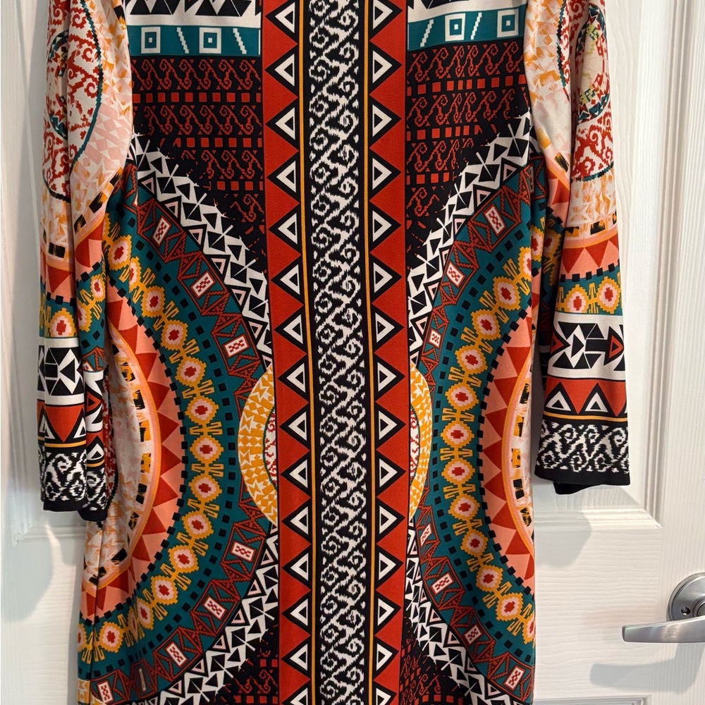 Bold Geometric Print Dress in Multicolor
